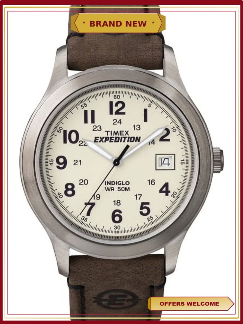 Men's Expedition Metal Field Brown Strap Watch